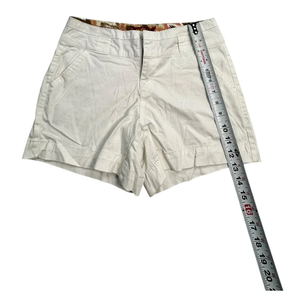 Ella Moss Womens White Pleated Hem Shorts Size 6 Zip Fly Pockets